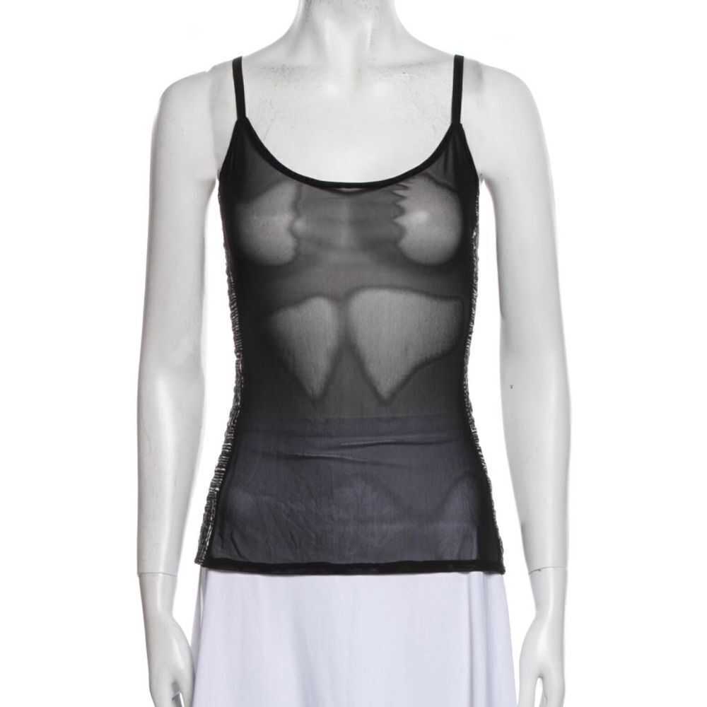 NWT XIRENA Kayla Sheer Mesh Cami Top Black Star L - Picture 2 of 7